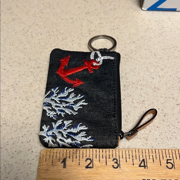 Vera Bradley Embroidered Anchor Keychain ID Pouch - Picture 2 of 6
